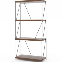 4 Ebenen Standregal mit Metallrahmen Industrielles Bücherregal Lagerregal 60 x 29,5 x 105 cm