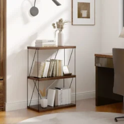 3 Ebenen Standregal mit Metallrahmen Industrielles Bücherregal Lagerregal 60 x 29,5 x 82 cm