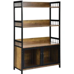 3 Ebenen Vintage Standregal mit Aufbewahrungsschrank für Küche im Industriestil 80x35x125,5cm