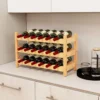 3 Ebenen Weinregal Bambus Weinständer für 18 Flaschen 62 x 24 x 38 cm Natur