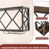 2 Ebenen Weinregal Wand mit Metallrahmen & 6 Reihen Weingläserhalter aus Holz Flaschenregal