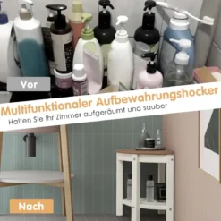 Eck-Duschhocker Wasserdichte Badezimmer-Fußstütze mit Ablagefläche Weiß