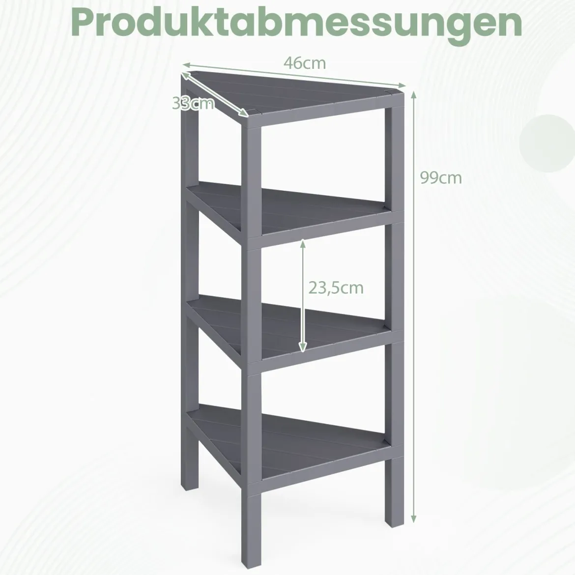 Eckregal 4-stöckiges Eckbücherregal mit offenen Lattenregalen freistehender Ausstellungsständer Schwarz/Grau/Weiß