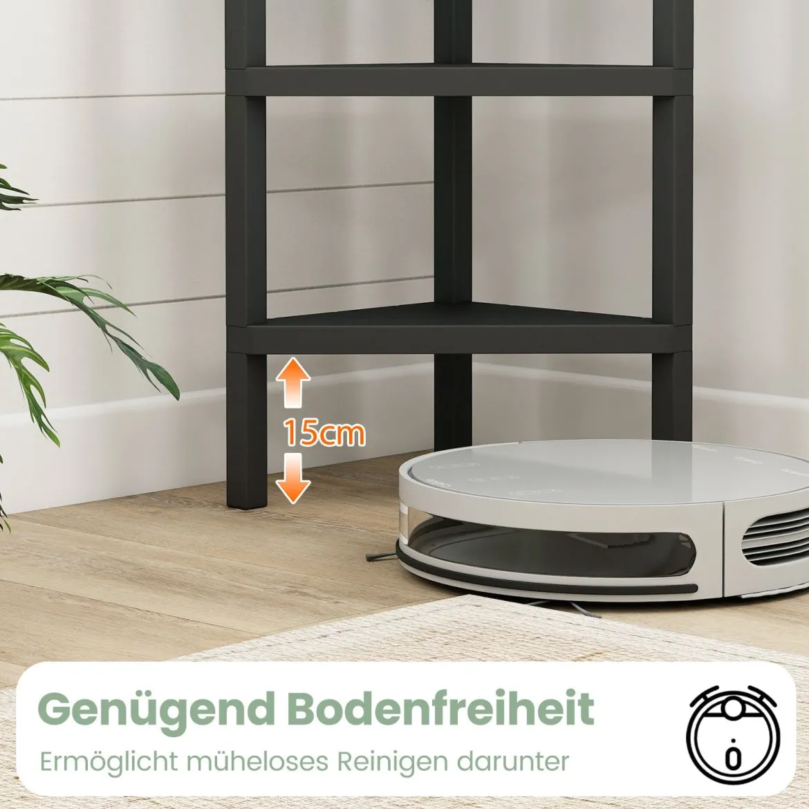Eckregal 4-stöckiges Eckbücherregal mit offenen Lattenregalen freistehender Ausstellungsständer Schwarz/Grau/Weiß