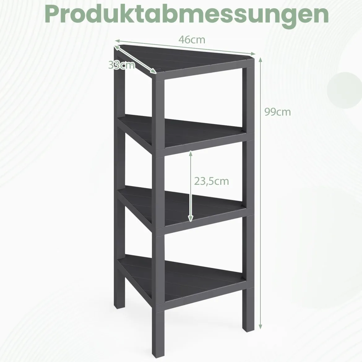 Eckregal 4-stöckiges Eckbücherregal mit offenen Lattenregalen freistehender Ausstellungsständer Schwarz/Grau/Weiß