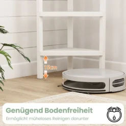 Eckregal 4-stöckiges Eckbücherregal mit offenen Lattenregalen freistehender Ausstellungsständer Schwarz/Grau/Weiß