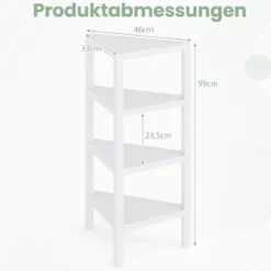 Eckregal 4-stöckiges Eckbücherregal mit offenen Lattenregalen freistehender Ausstellungsständer Schwarz/Grau/Weiß