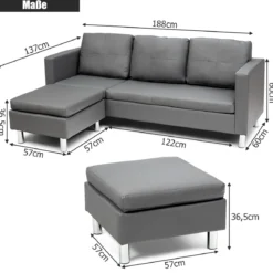 Ecksofa Couchgarnitur Sofagarnitur Schlafsofa Wohnzimmersofa mit Ottomanen