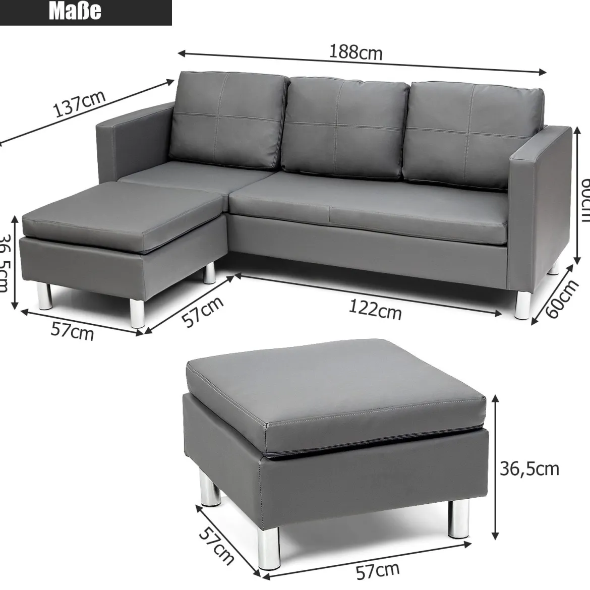 Ecksofa Couchgarnitur Sofagarnitur Schlafsofa Wohnzimmersofa mit Ottomanen
