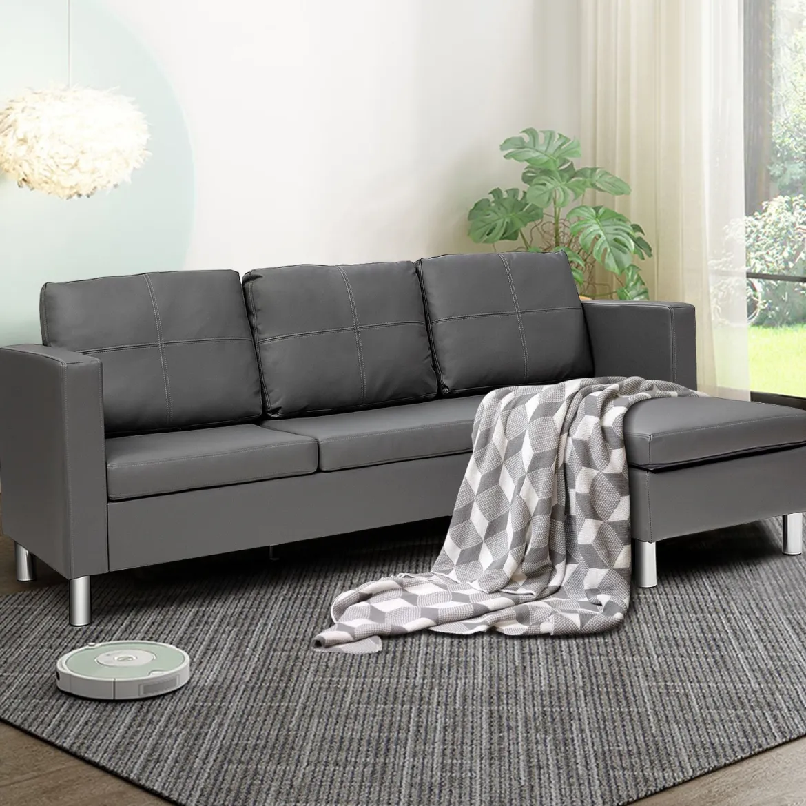 Ecksofa Couchgarnitur Sofagarnitur Schlafsofa Wohnzimmersofa mit Ottomanen