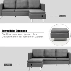 Ecksofa Couchgarnitur Sofagarnitur Schlafsofa Wohnzimmersofa mit Ottomanen