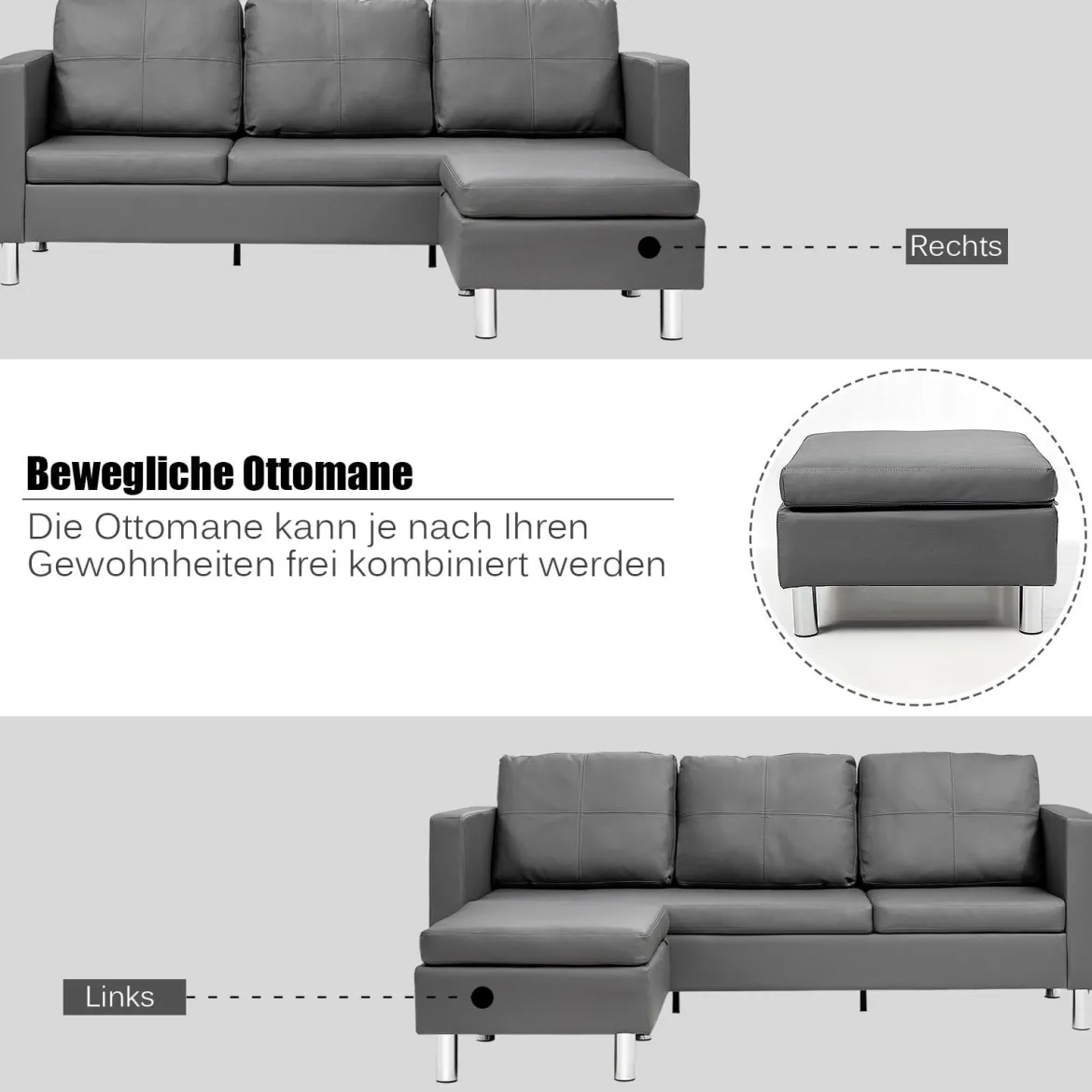 Ecksofa Couchgarnitur Sofagarnitur Schlafsofa Wohnzimmersofa mit Ottomanen