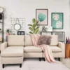 Ecksofa umwandelbar Anbausofa Stoffsofa Eckcouch Beige