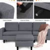 Ecksofa Wohnzimmer Anbausofa Stoffsofa Eckcouch Dunkelgrau