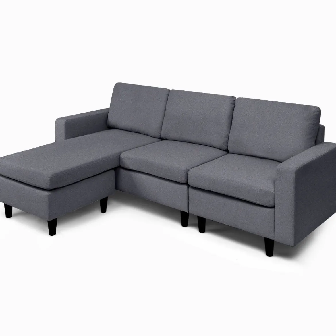 Ecksofa Wohnzimmer Anbausofa Stoffsofa Eckcouch Dunkelgrau