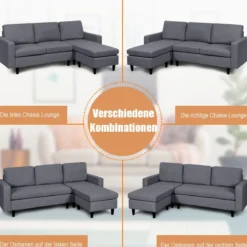 Ecksofa Wohnzimmer Anbausofa Stoffsofa Eckcouch Dunkelgrau