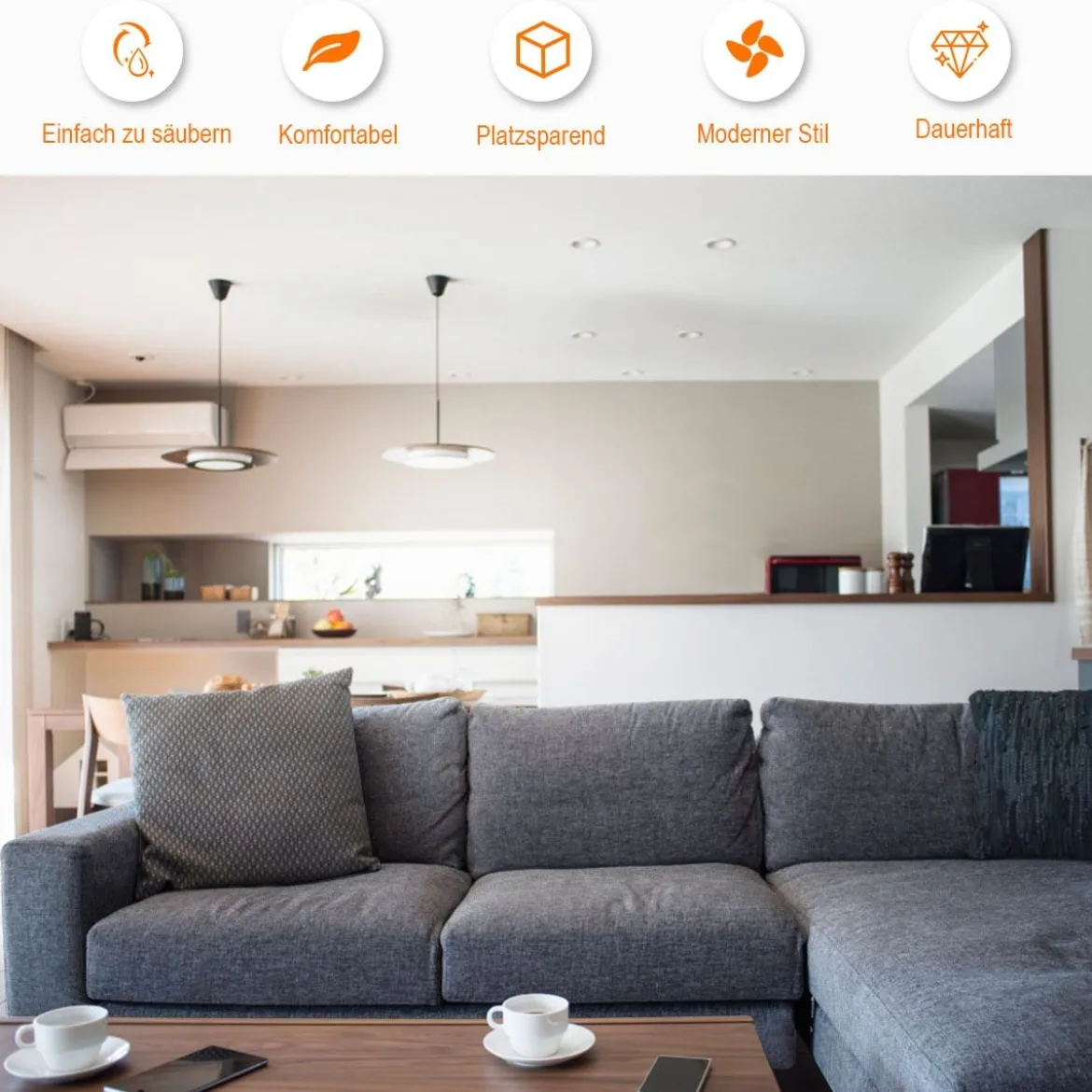 Ecksofa Wohnzimmer Anbausofa Stoffsofa Eckcouch Dunkelgrau