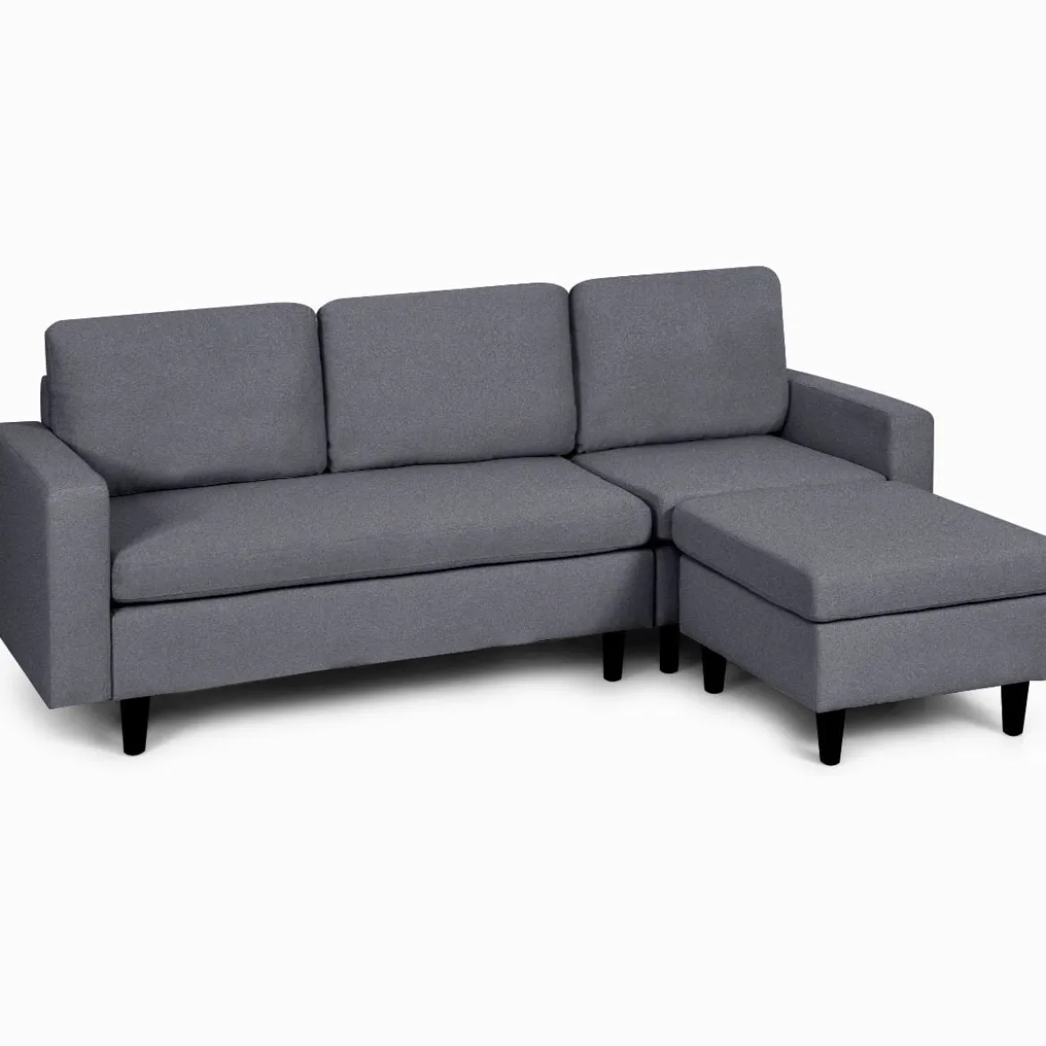 Ecksofa Wohnzimmer Anbausofa Stoffsofa Eckcouch Dunkelgrau
