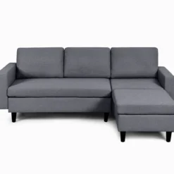 Ecksofa Wohnzimmer Anbausofa Stoffsofa Eckcouch Dunkelgrau