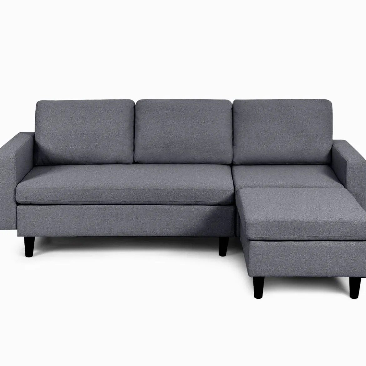 Ecksofa Wohnzimmer Anbausofa Stoffsofa Eckcouch Dunkelgrau