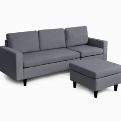 Ecksofa Wohnzimmer Anbausofa Stoffsofa Eckcouch Dunkelgrau