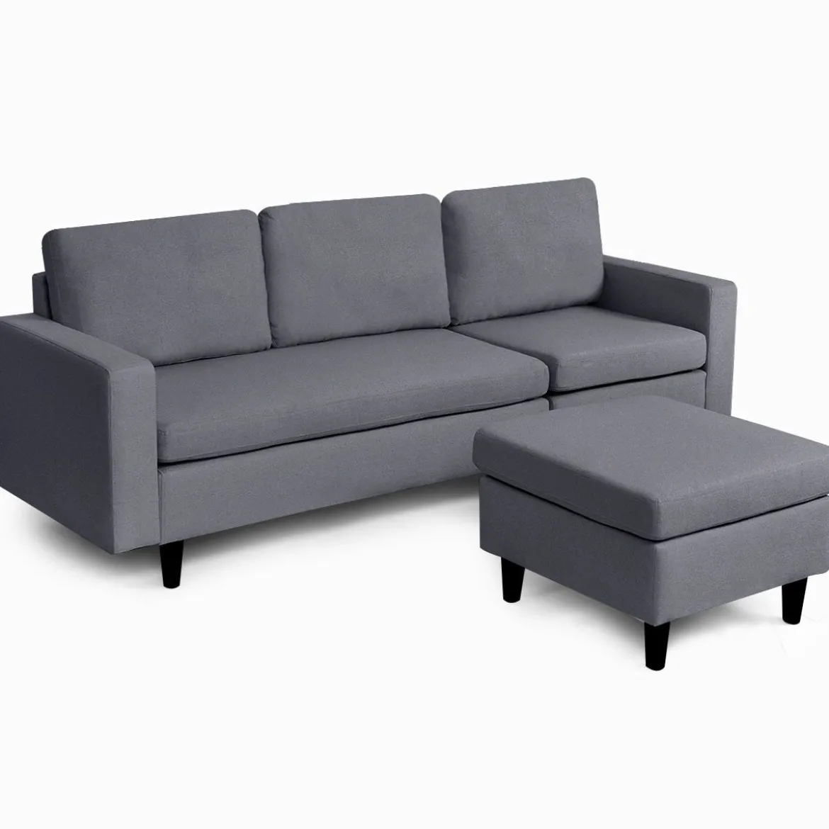 Ecksofa Wohnzimmer Anbausofa Stoffsofa Eckcouch Dunkelgrau