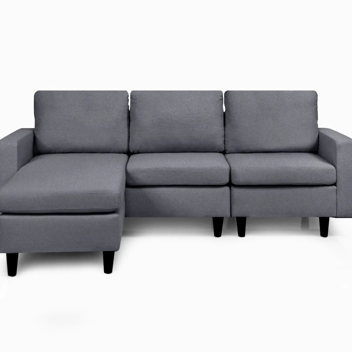 Ecksofa Wohnzimmer Anbausofa Stoffsofa Eckcouch Dunkelgrau