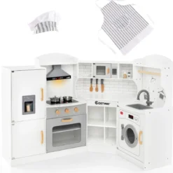 Eck Spielküche mit Licht & Sound & Spüle & Eismaschine & Backofen & Kinderküche Weiß