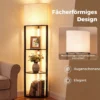 Eck-Stehlampe mit Regalen 3-stufiges Display-Regal mit dimmbaren LED-Leuchten Schwarz