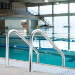 Edelstahl-Poolleiter 3-stufige Schwimmbadleiter mit rutschfesten Stufen 53 x 63 x 147 cm Silber