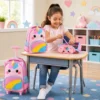 Einhorn Kinder Schulrucksack mit Rollen 3-teiliges Rollrucksack Set Einhorn Mehrfarbig S