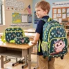 Einhorn Kinder Schulrucksack mit Rollen 3-teiliges Rollrucksack Seteinhorn Grün L