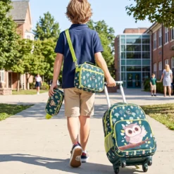 Einhorn Kinder Schulrucksack mit Rollen 3-teiliges Rollrucksack Seteinhorn Grün L