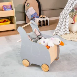 Einkaufswagen Holz-Einkaufswagen in Elefantenform für Kinder 32 x 48 x 56 cm Grau