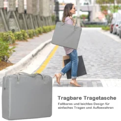 Ein-Konpf-klappbares Babybett mit Matratze & Reißverschlusstür & Tragetasche Hellgrau
