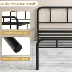 Einzelbett mit Kopf- & Fußteil Metallbett Bettgestell Metallplattformbett für 90 x 200 cm Matratze