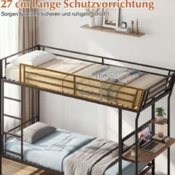 Einzel-Etagenbett mit Schreibtisch Metallloftbett mit Holz-Arbeitsstation Sicherheitsgeländer & Leiter inklusive