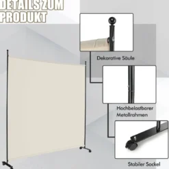 Einzelner Raumteiler mit einem Panel Breiter Sichtschutz 184 x 30 x 184 cm