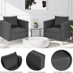 Einzelsofa Loungesessel Einzelsessel Sofagarnitur Ledersessel mit Kissen