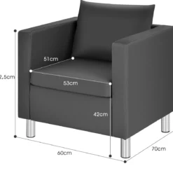 Einzelsofa Loungesessel Einzelsessel Sofagarnitur Ledersessel mit Kissen