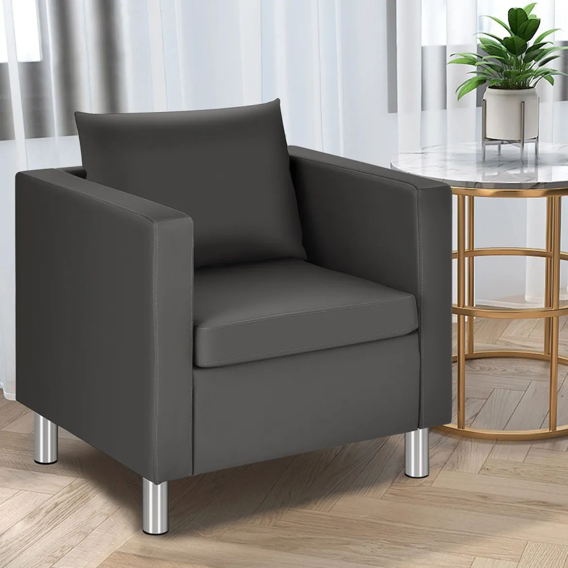 Einzelsofa Loungesessel Einzelsessel Sofagarnitur Ledersessel mit Kissen