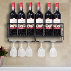 Eisen Wand-Weinregal Gläserhalter Weinflaschenhalter