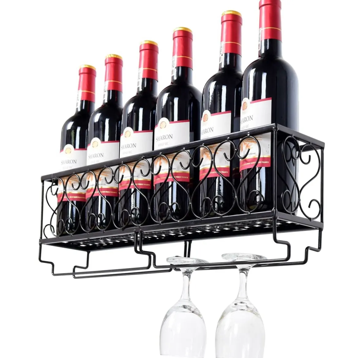 Eisen Wand-Weinregal Gläserhalter Weinflaschenhalter