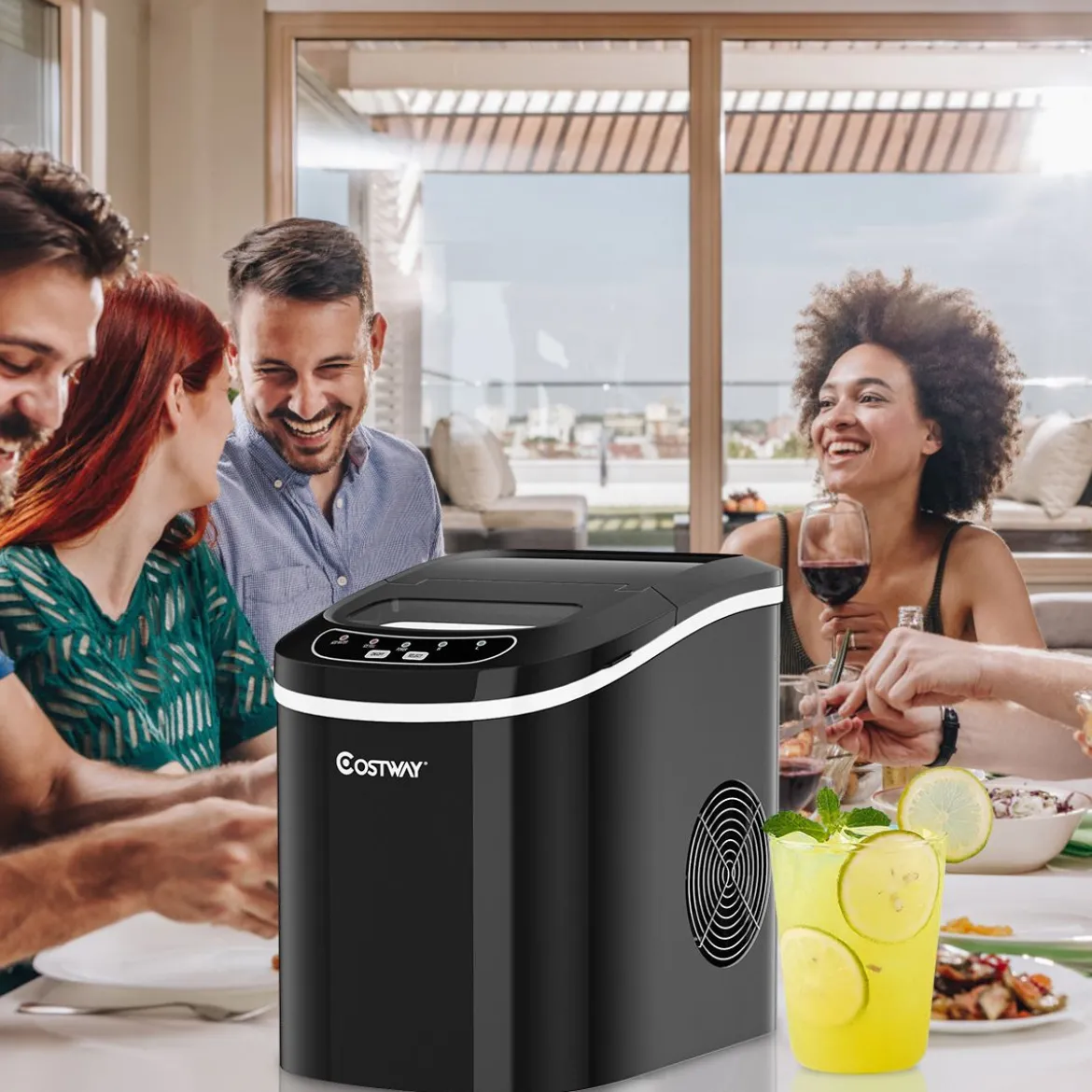 Eiswürfelmaschine Eismaschine inkl. Eiswürfelschaufel Schwarz 25 x 36 x 33 cm