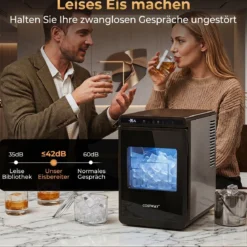 Eiswürfelmaschine Eismaschine mit 2 Modi 24H Timer und Reinigungsmodus 4 cm Quadratische Eiswürfel