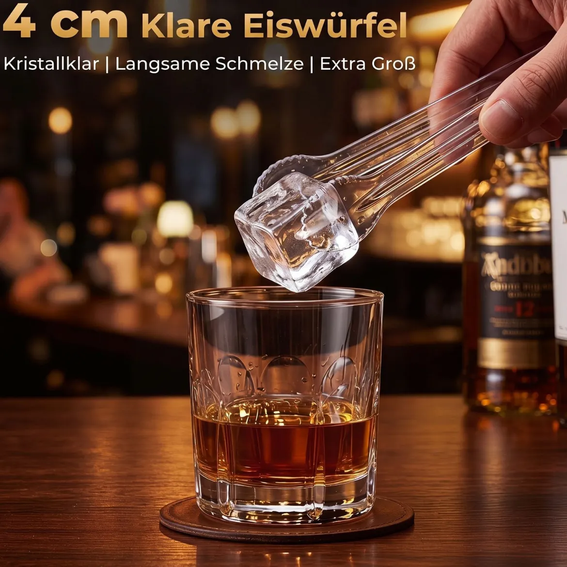 Eiswürfelmaschine Eismaschine mit 2 Modi 24H Timer und Reinigungsmodus 4 cm Quadratische Eiswürfel