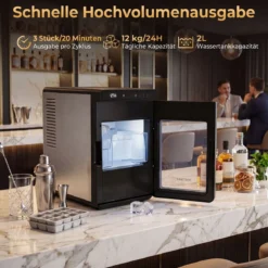 Eiswürfelmaschine Eismaschine mit 2 Modi 24H Timer und Reinigungsmodus 4 cm Quadratische Eiswürfel