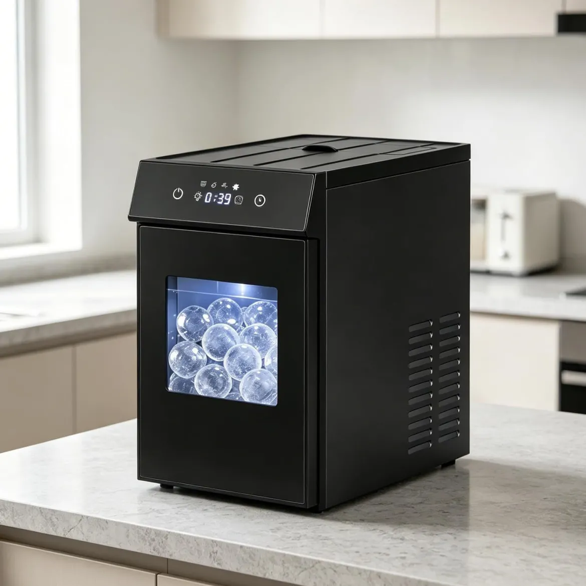 Eiswürfelmaschine Eiswürfelbereiter für 50 mm Eiskugel 48 Stück/Tag Eiskugelmaschine aus Edelstahl