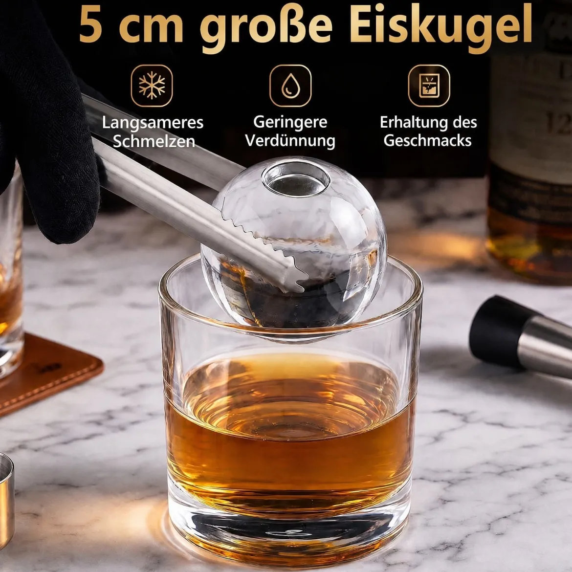 Eiswürfelmaschine Eiswürfelbereiter für 50 mm Eiskugel 48 Stück/Tag Eiskugelmaschine aus Edelstahl