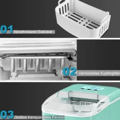 Eiswürfelmaschine Ice Maker Eismaschine Eiswürfelbereiter inkl. Eiswürfelschaufel Eiswürfel Grün